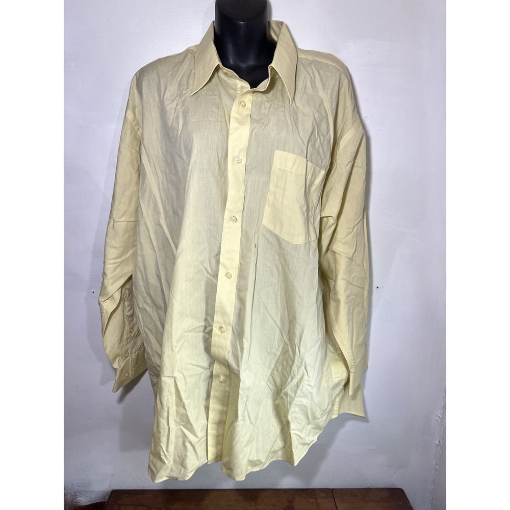 Salvatore Pellegrino Mens 17.5 Italy Yellow Button Up Mens Xl Office Casual